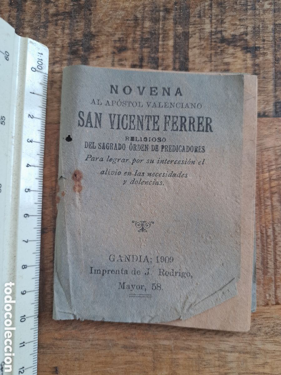 Libros antiguos: Jml Libreto religioso Novena al apostol Valenciano San Vicente Ferrer, Gandia, Valencia 1909. 32 pag
