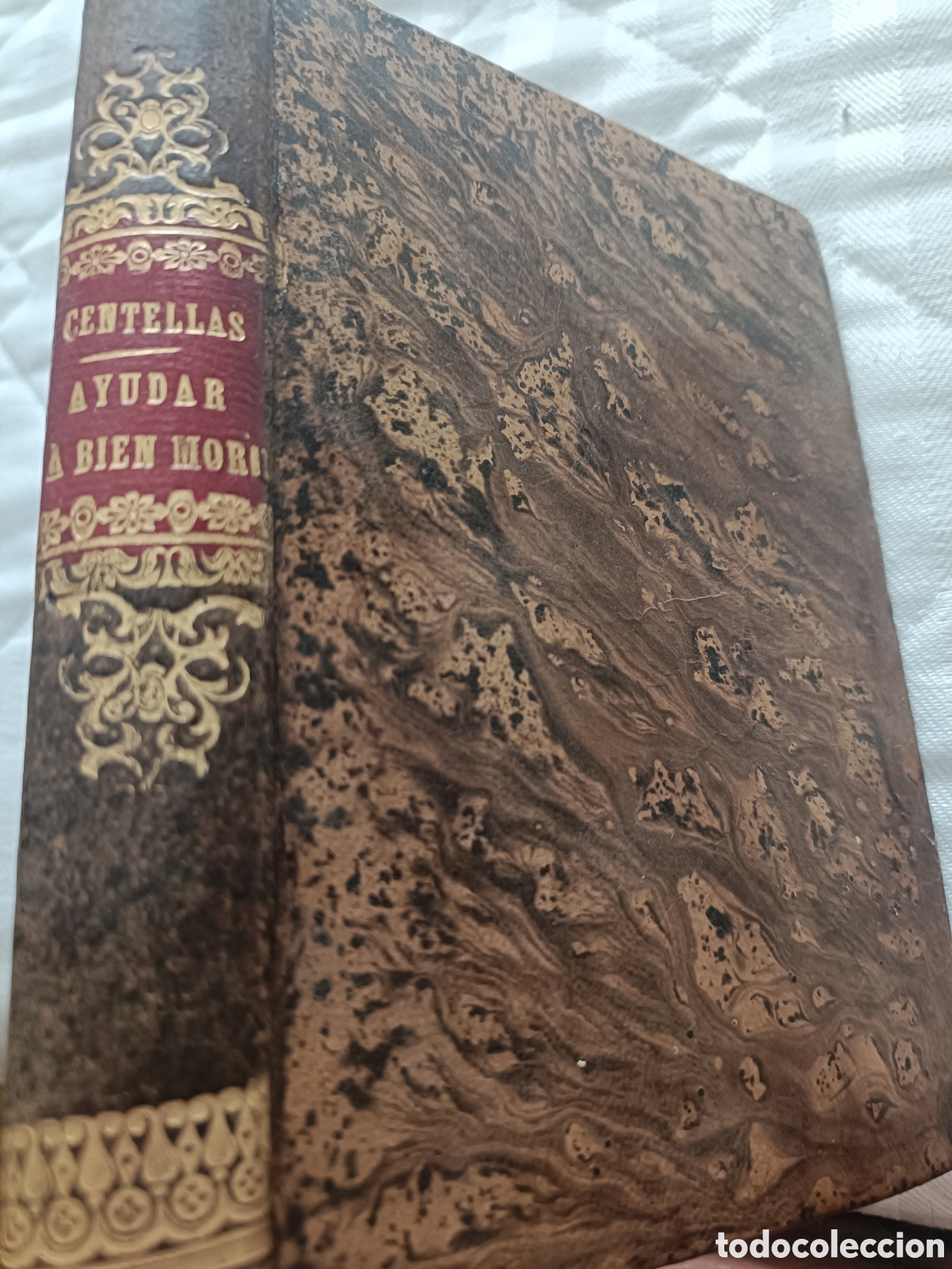 Libros antiguos: Pr&aacute;cticas de visitar los enfermos y ayudar a bien morir 1854 piel