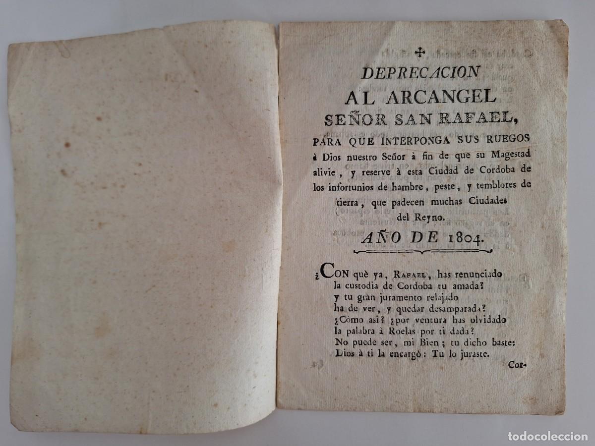Libros antiguos: DEPRECACION ARCANGEL SE&Ntilde;OR SAN RAFAEL INTERPONGA RUEGOS CIUDAD CORDOBA 1804 DOCUMENTO RELIGIOSO RV