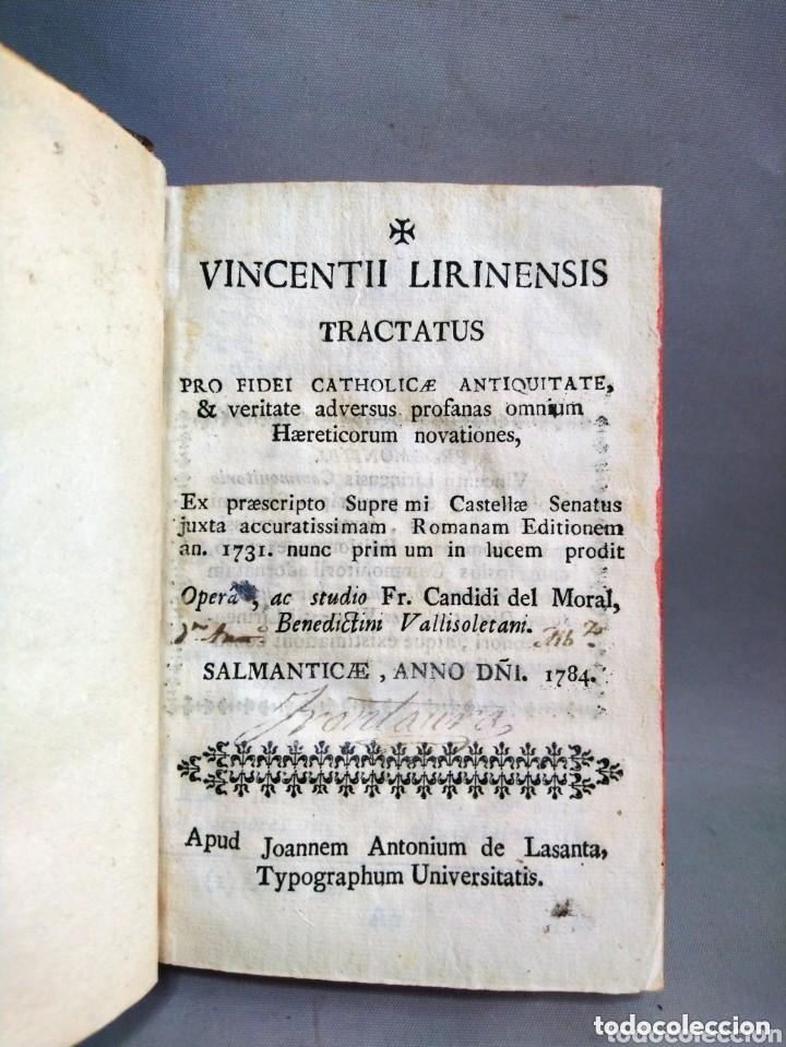 Libros antiguos: VINCENTII LIRINENSIS TRACTATUS. COMMONITORIO DE VINCENCIO LERINENSE. Candido del Moral. A&ntilde;o 1784