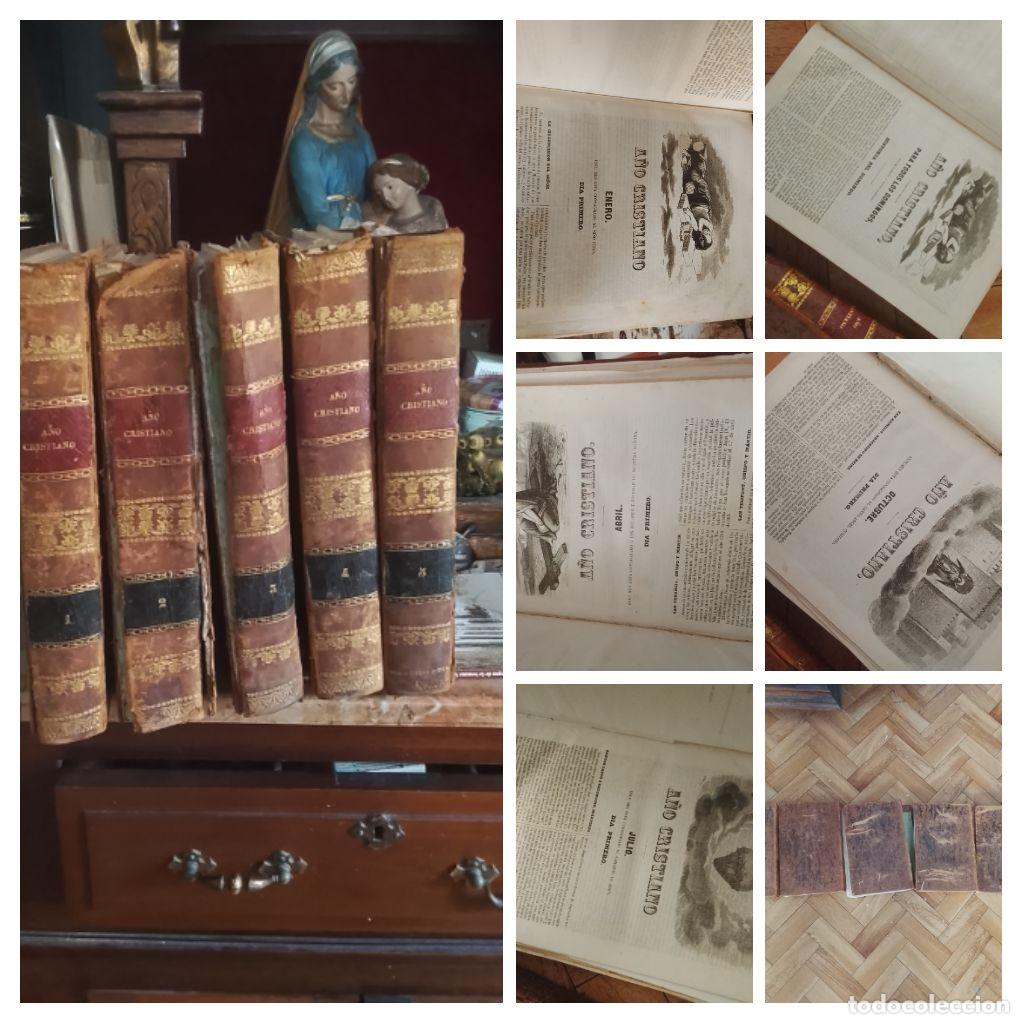 Libros antiguos: 5 TOMOS A&Ntilde;O CRISTIANO GASPAR Y ROIG 1852 1853 1854 EJERCICIOS DEVOTOS PARA TODOS LOS DIAS DEL A&Ntilde;O