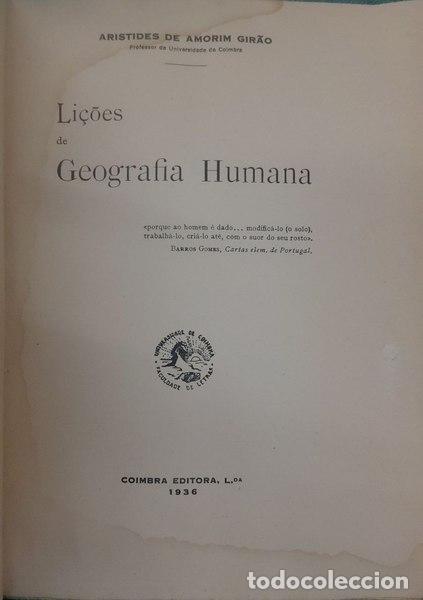 Libros antiguos: AMORIM GIR&Atilde;O. (Aristides de) - LI&Ccedil;&Otilde;ES DE GEOGRAFIA HUMANA.