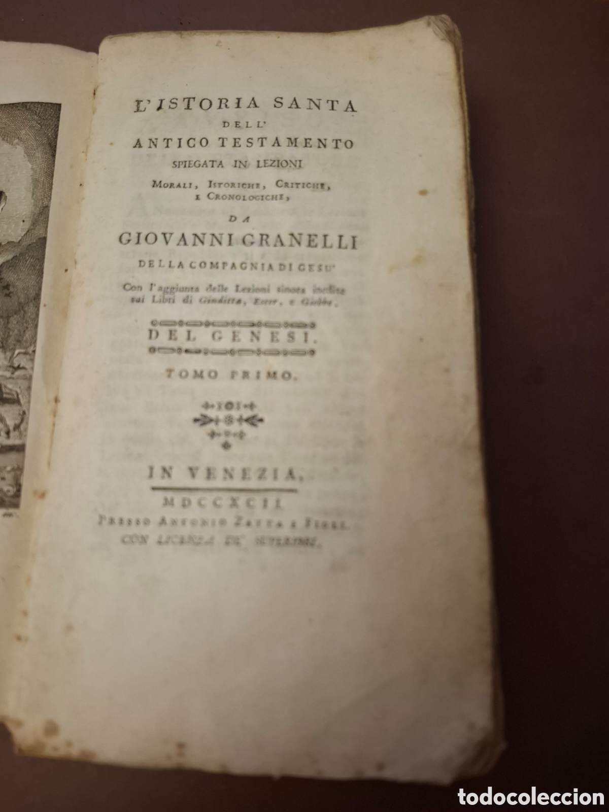 Antiquarische B&uuml;cher: L'istoria Santa dell antico testamento - Giovanni Granelli - 1792 - tomo 1