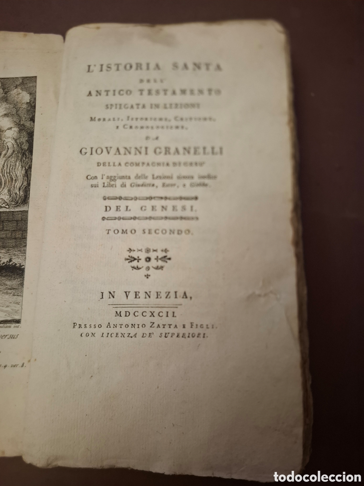 Livros antigos: L'Istoria Santa dell Antico Testamento - Giovanni Granelli - tomo 2 - 1792