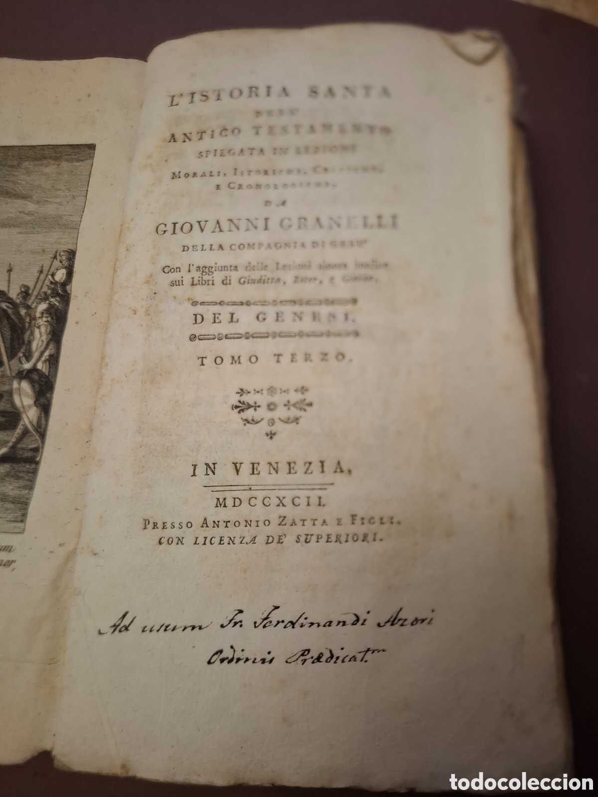 Libri antichi: L.'Istoria Santa dell Antico Testamento - Giovanni Granelli - tomo 3 - 1792