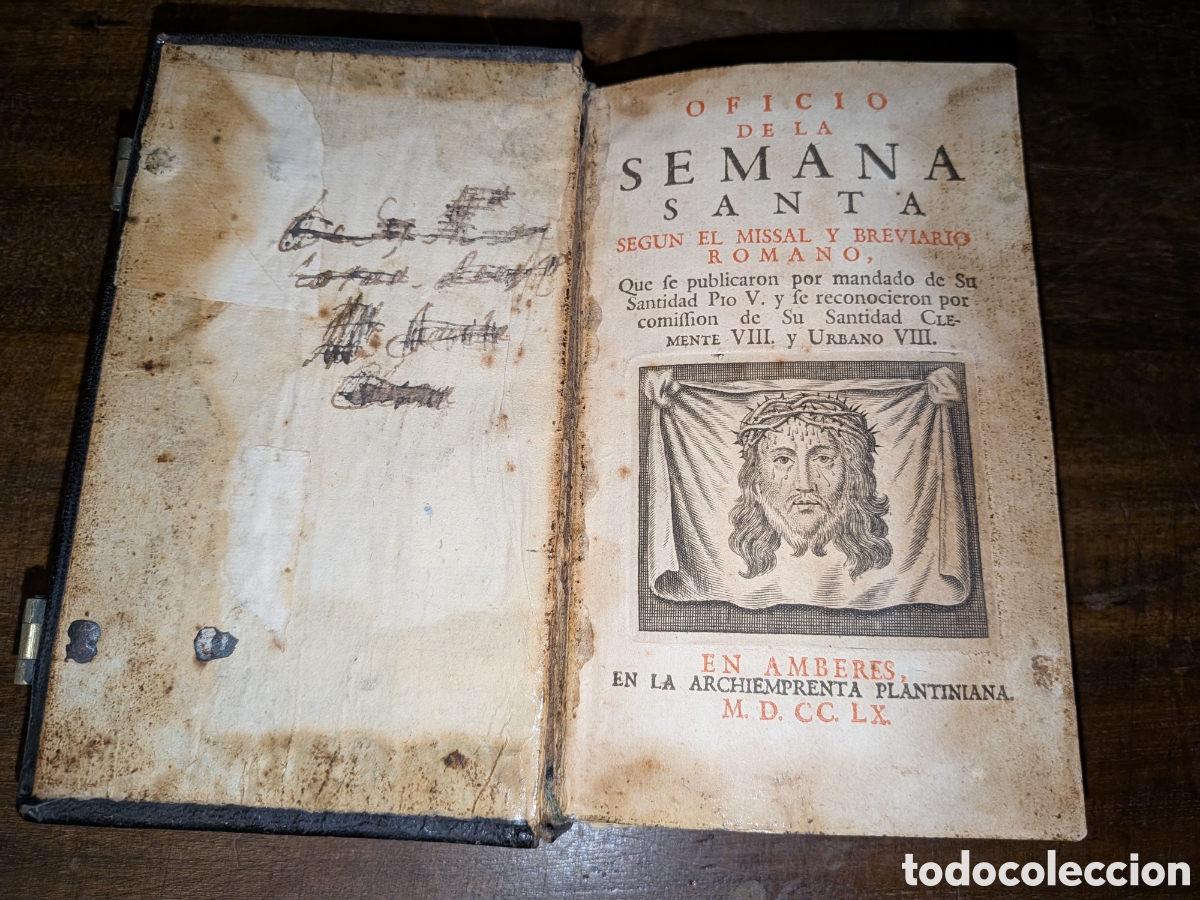 Libros antiguos: Oficio de la semana santa imprenta plantiniana 1760 en 8⁰ 524 p&aacute;g impresi&oacute;n a dos tintas