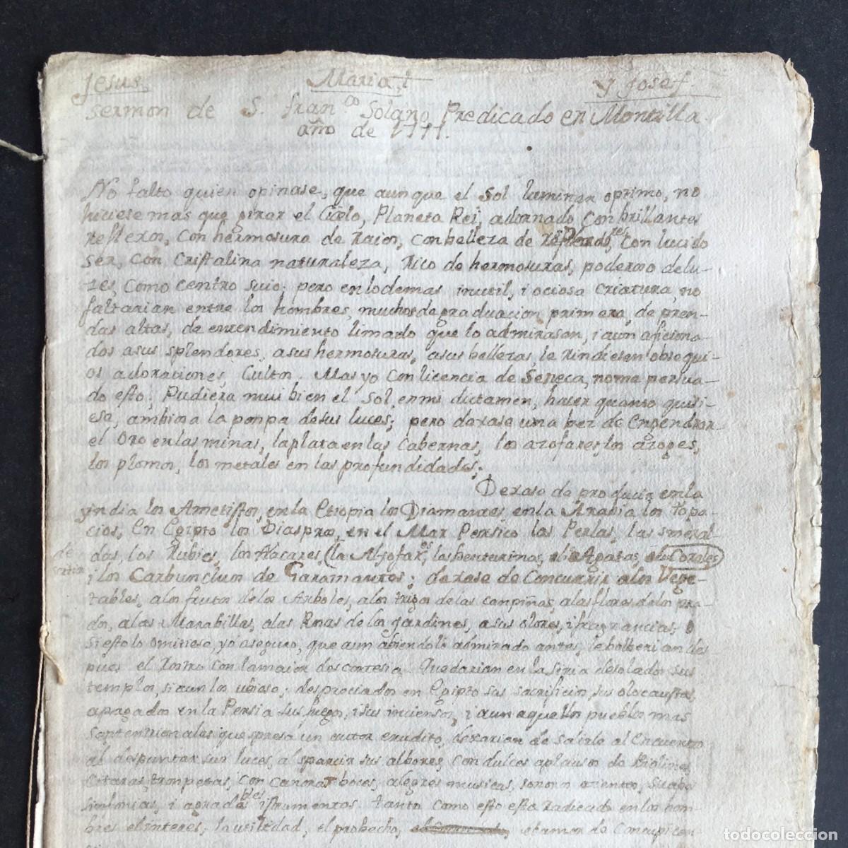 Libros antiguos: A&ntilde;o 1777 - Manuscrito - Montilla - San Francisco Solano - Franciscanos