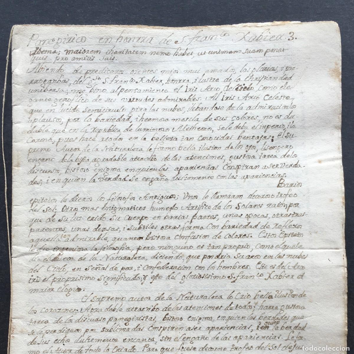 Libros antiguos: Siglo XVIII - Manuscrito - Paneg&iacute;rico de San Francisco Xavier - Javier - Navarra - Jesuitas