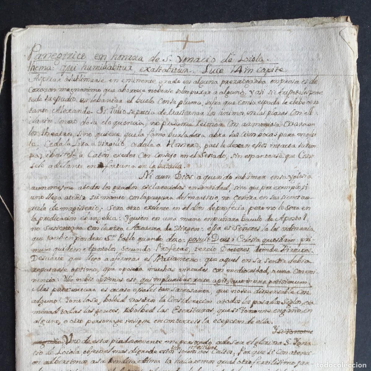 Libros antiguos: Siglo XVIII - Manuscrito - Paneg&iacute;rico de San Ignacio de Loyola - Guip&uacute;zcoa - Azpeitia - Jesuitas