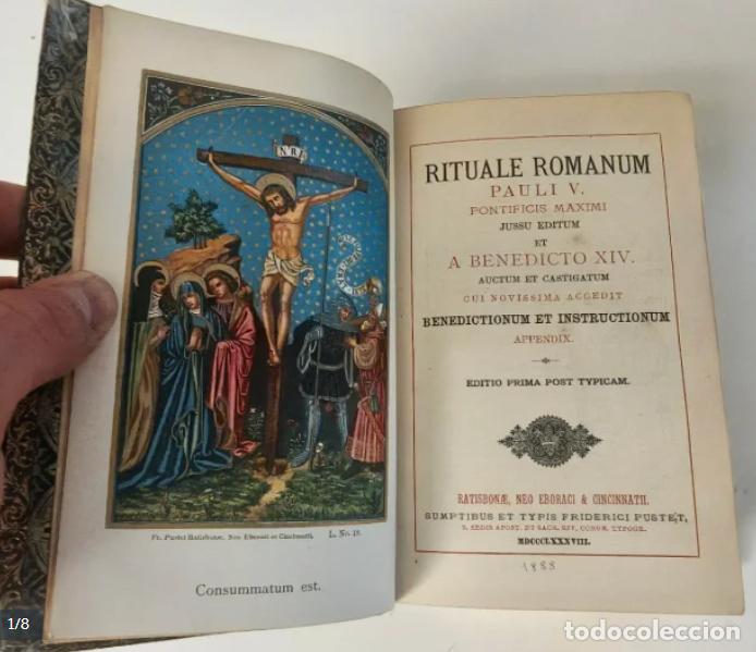 Libros antiguos: Rituale Romanum (1888) &ndash; Friderici Pustet &ndash; Encuadernaci&oacute;n original en piel &ndash; Cantos dorados