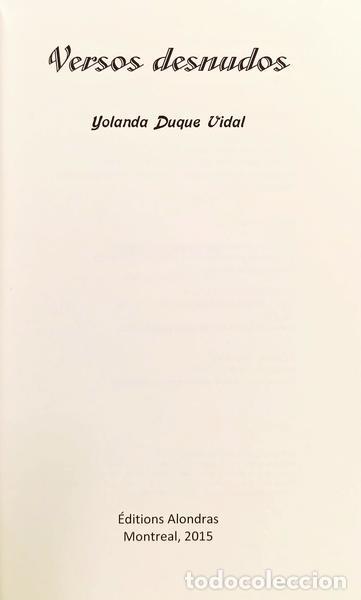 Libros antiguos: DUQUE VIDAL. (Yolanda) - VERSOS DESNUDOS. - Foto 2