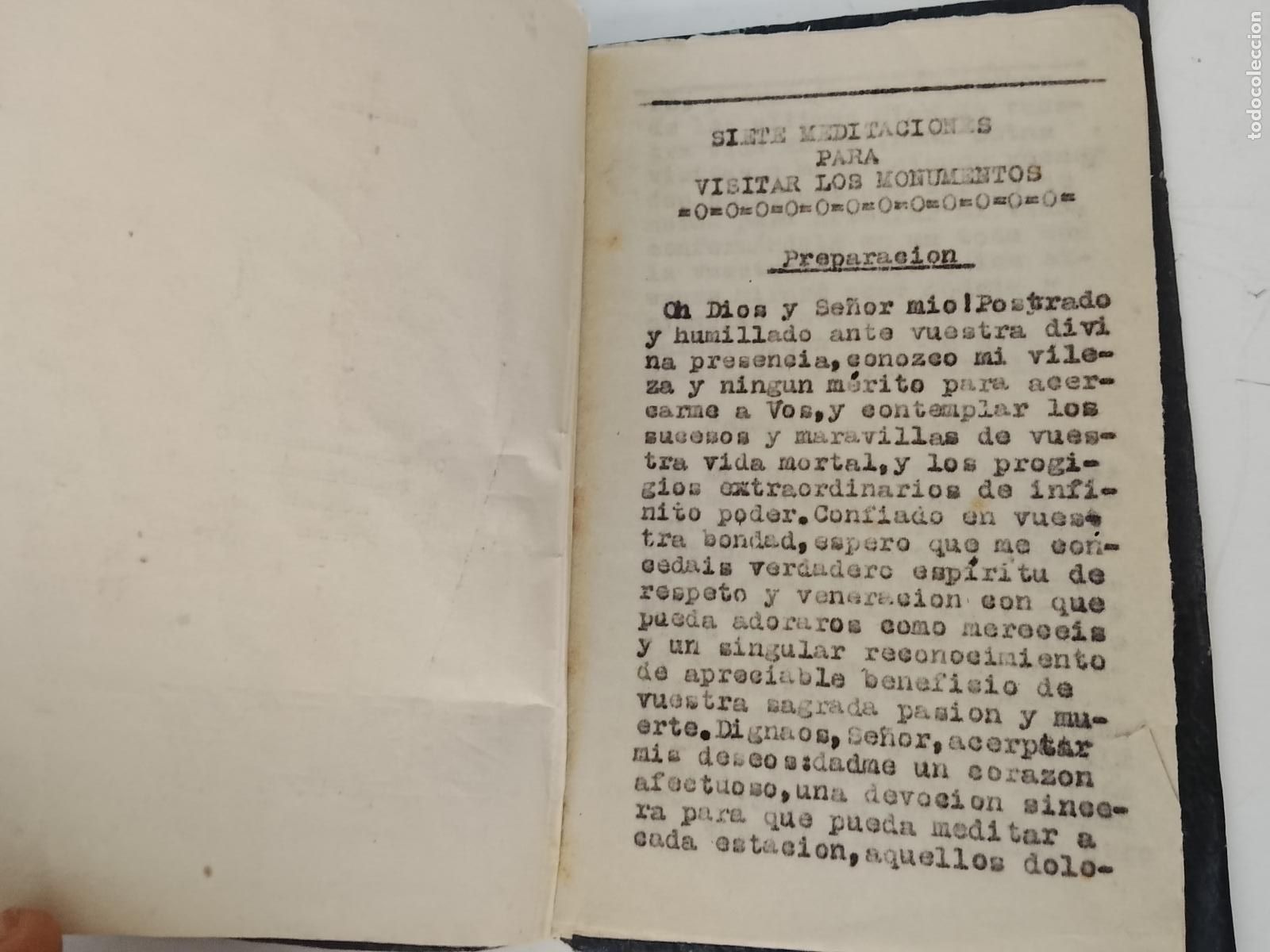 Libros antiguos: siete meditaciones para visitar los monumentos semana santa jueves santo - escrito a maquina