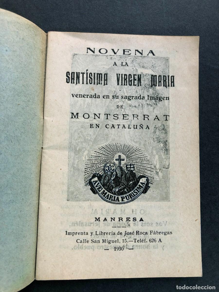 Libros antiguos: NOVENA A NTRA. SE&Ntilde;ORA DE MONTSERRAT / MANRESA A&Ntilde;O 1930