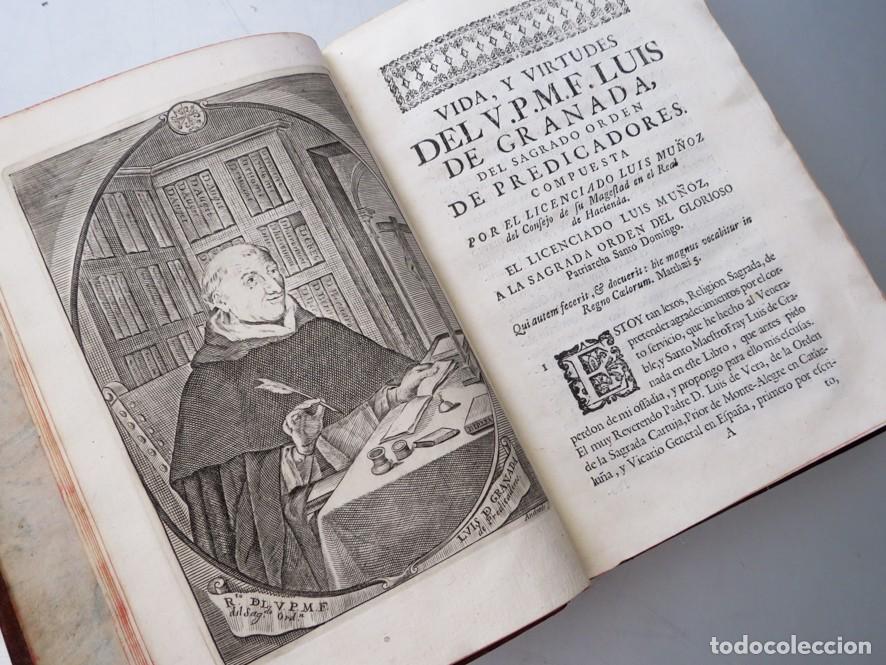 Libros antiguos: VIDA Y VIRTUDES Y UN SERM&Oacute;N DE FR. LUIS DE GRANADA. LUIS MU&Ntilde;OZ. MADRID. 1756