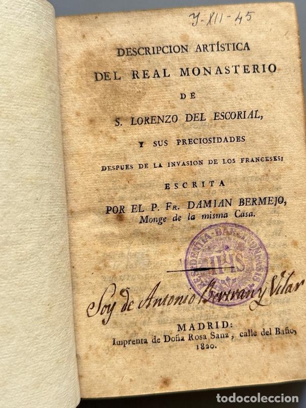 Livros antigos: Descripci&oacute;n art&iacute;stica del Real Monasterio del Escorial, Damian Bermejo - Madrid, 1820