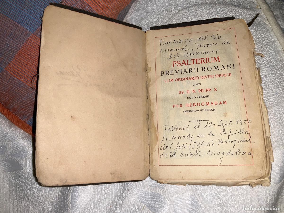 Libros antiguos: Psalterium breviarii romani 1912 Herdomadam del p&aacute;rroco de dos hermanas Manuel 1950