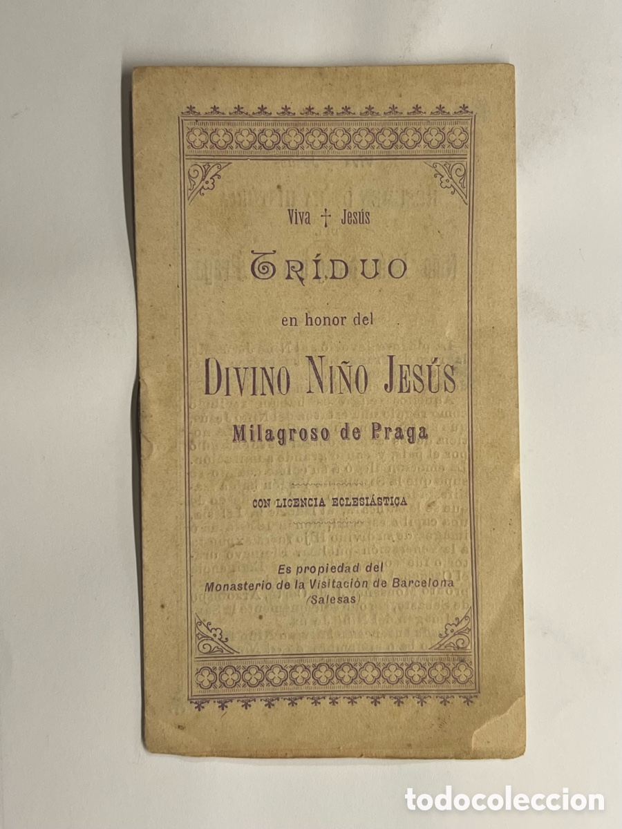 Libros antiguos: TRIDUO en honor del DIVINO NI&Ntilde;O JES&Uacute;S Milagroso de Praga (h.1910?)