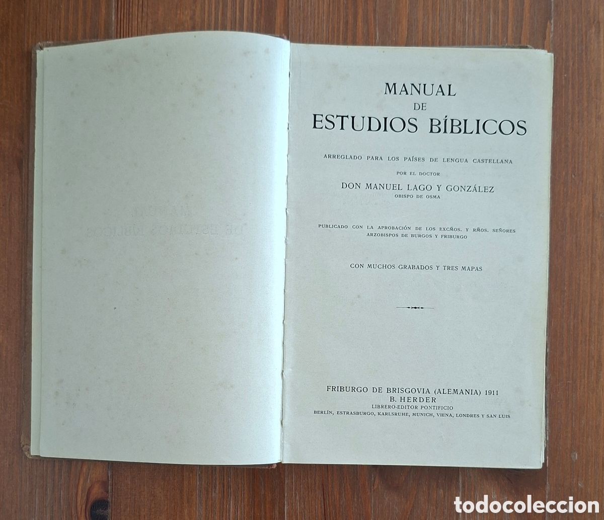 Libros antiguos: Manual de Estudios B&iacute;blicos - Don Manuel Lago y Gonz&aacute;lez (Obispo de Osma) - Editorial Herder 1911