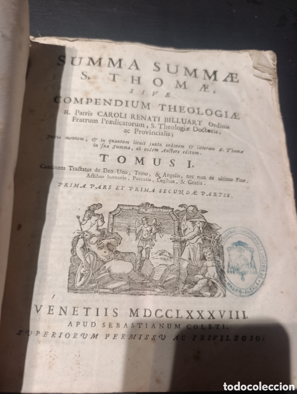 Libros antiguos: Summa summae. S. THOMAE. TOMO I. CAROLI RENATO. Venecia 1788