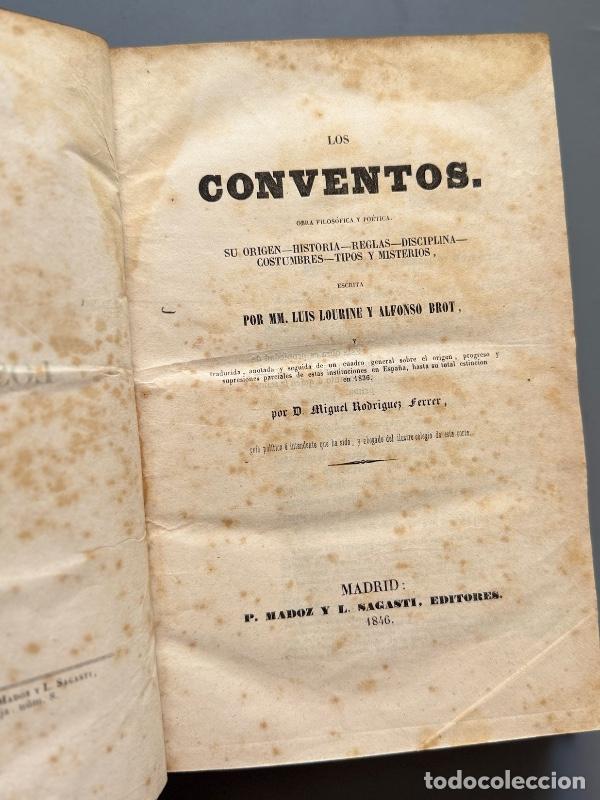 Libros antiguos: Los conventos, Luis Lourine y Alfonso Brot - Editorial P. Madoz y L. Sagasti, 1846
