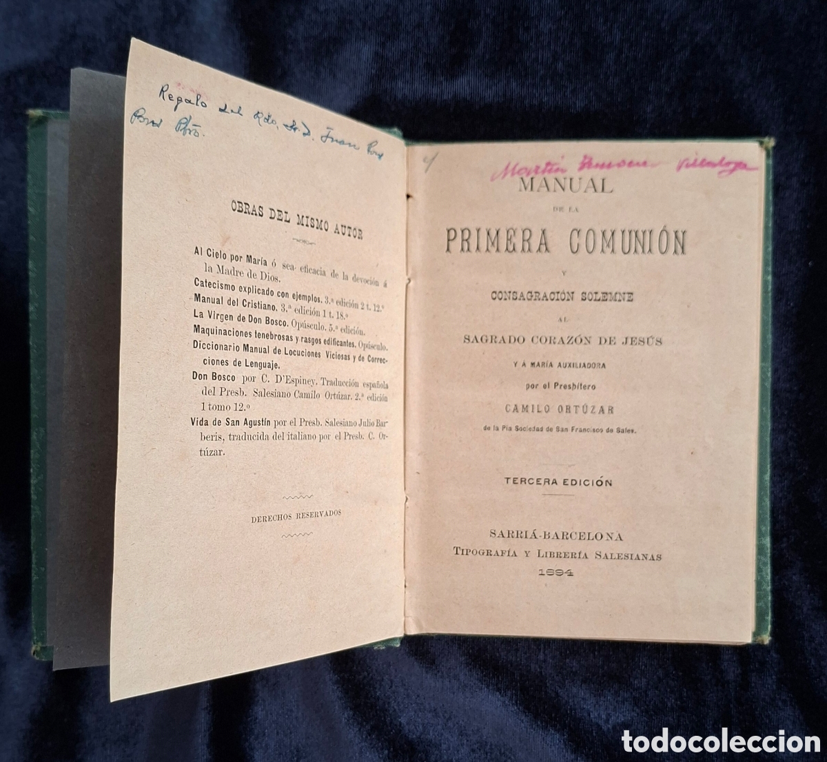 Libros antiguos: Manual Primera Comuni&oacute;n a&ntilde;o 1894