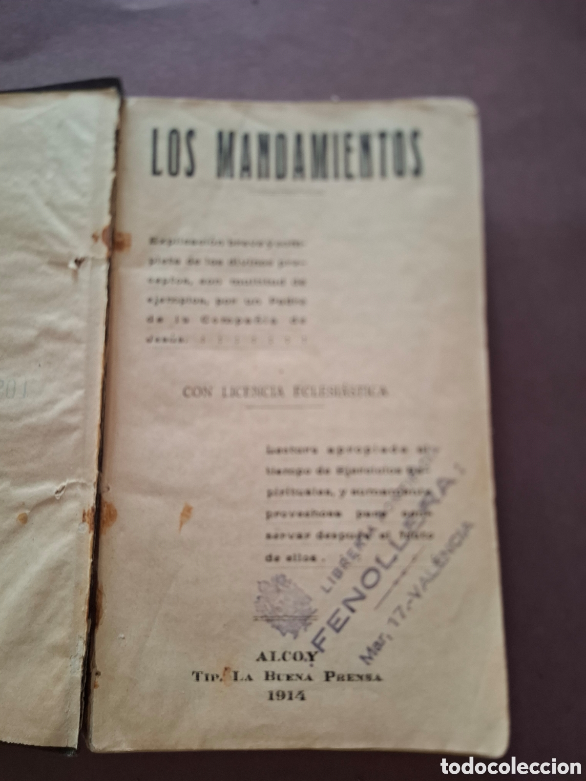 Libros antiguos: Los mandamientos - por un padre de la compa&ntilde;&iacute;a de Jes&uacute;s - 1914- ALCOY