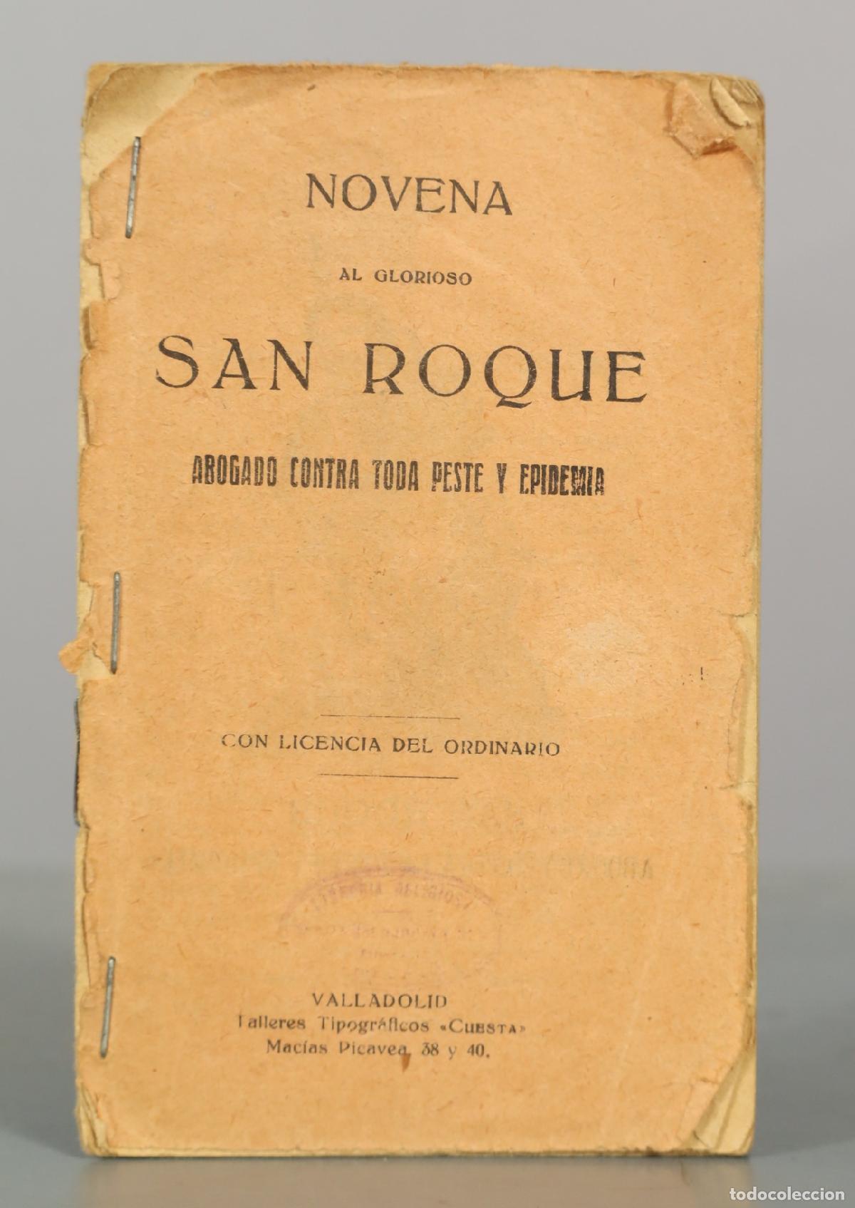 Libros antiguos: Novena al glorioso San Roque, abogado contra toda peste y epidemia - Talleres Tipogr&aacute;ficos Cuesta
