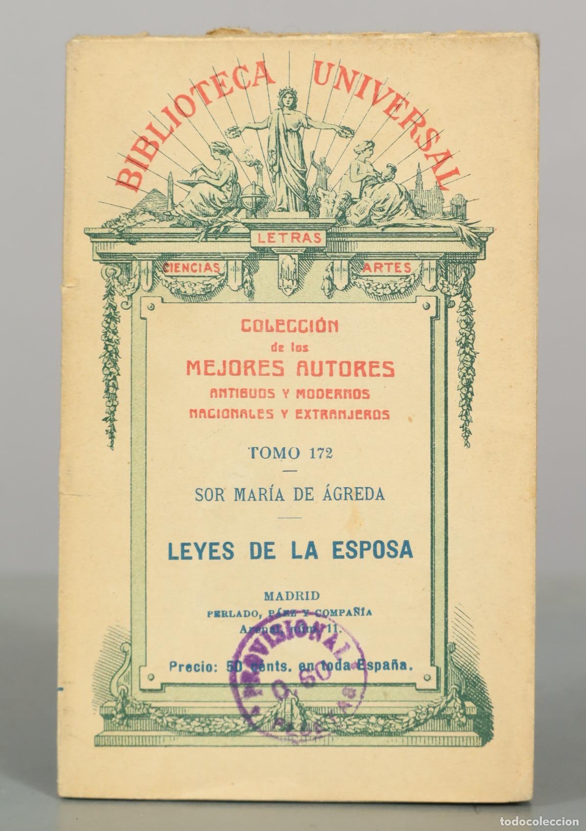 Libros antiguos: Leyes de la esposa - Sor Mar&iacute;a de &Aacute;greda - Editorial Sucesores de Hernando 1918
