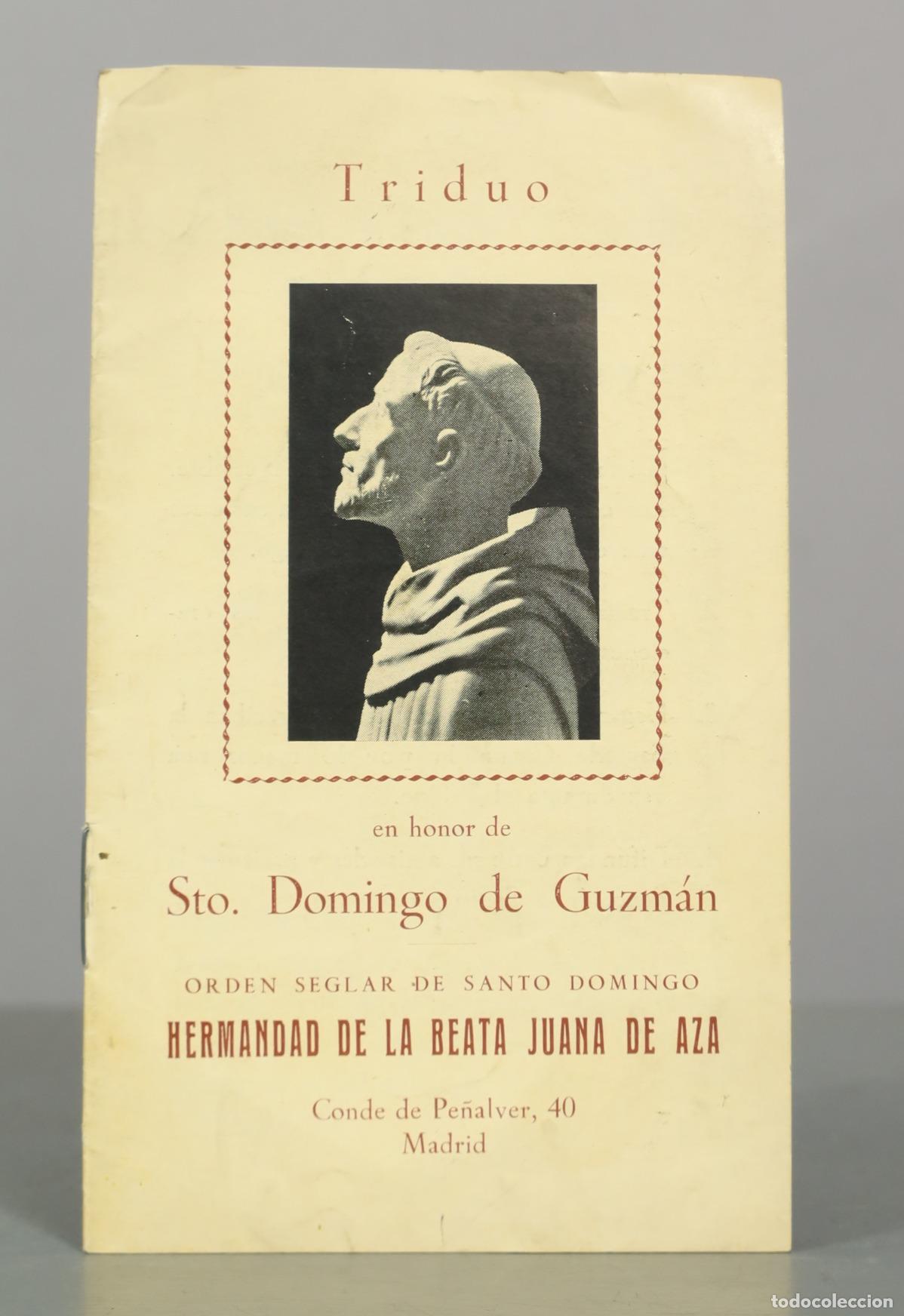 Libros antiguos: Triduo en honor de Sto. Domingo de Guzm&aacute;n - Orden Seglar de Santo Domingo, Hermandad de la Beata