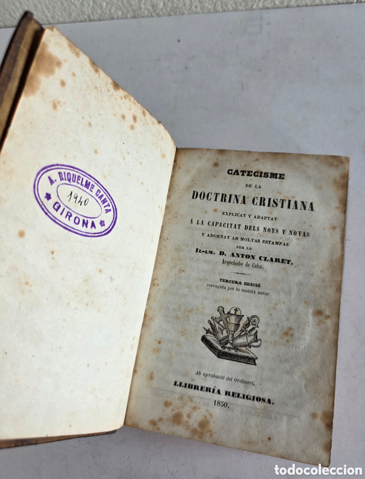 Antiquarische B&uuml;cher: Catecisme Doctrina Cristiana - Anton Claret 1850 Arquebisbe Cuba - Llibreria Religiosa