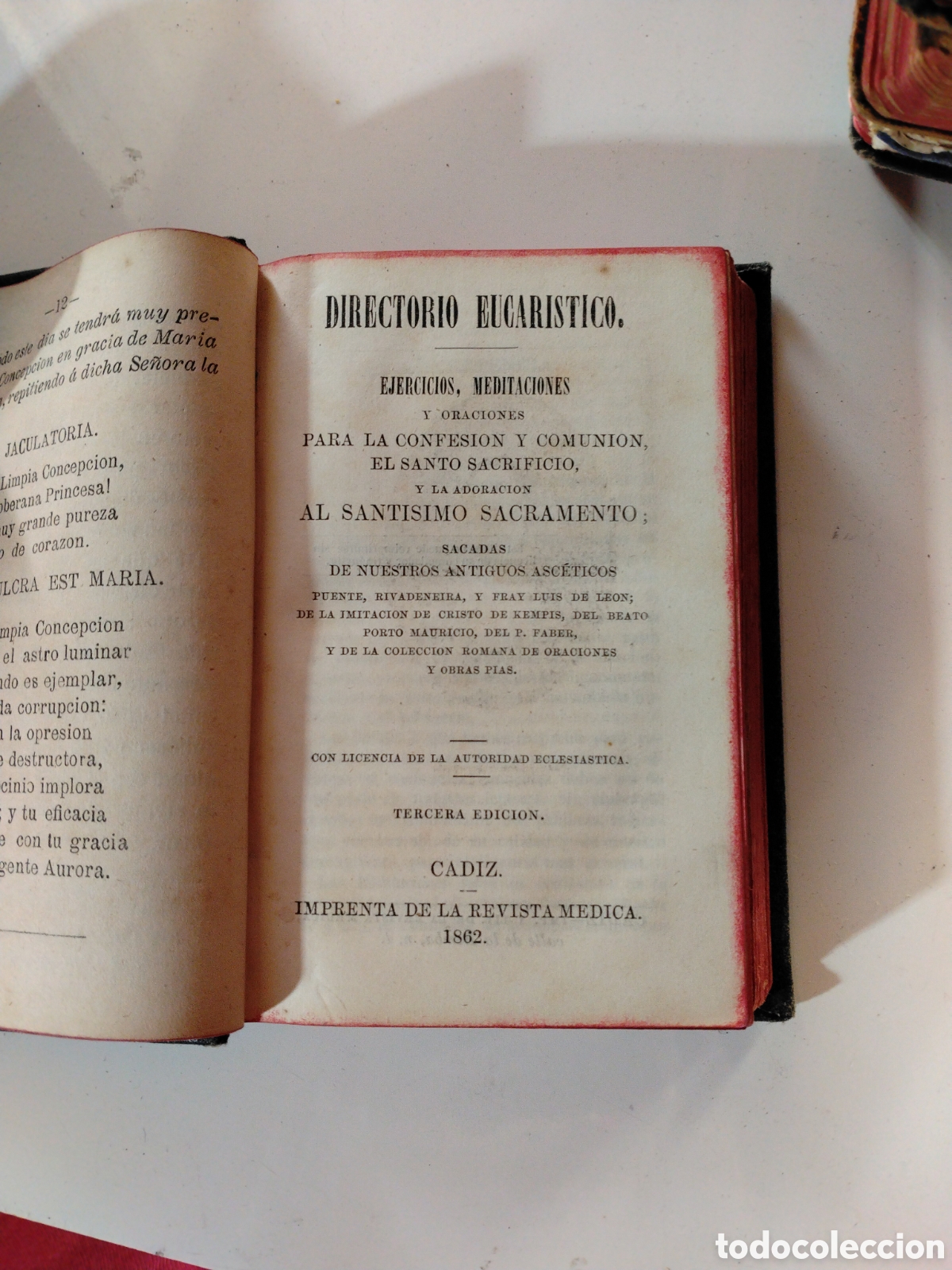 Libros antiguos: DIRECTORIO EUCAR&Iacute;STICO - EJERCICIOS Y MEDITACIONES - C&Aacute;DIZ IMPRENTA DE LA REVISTA M&Eacute;DICA 1862.