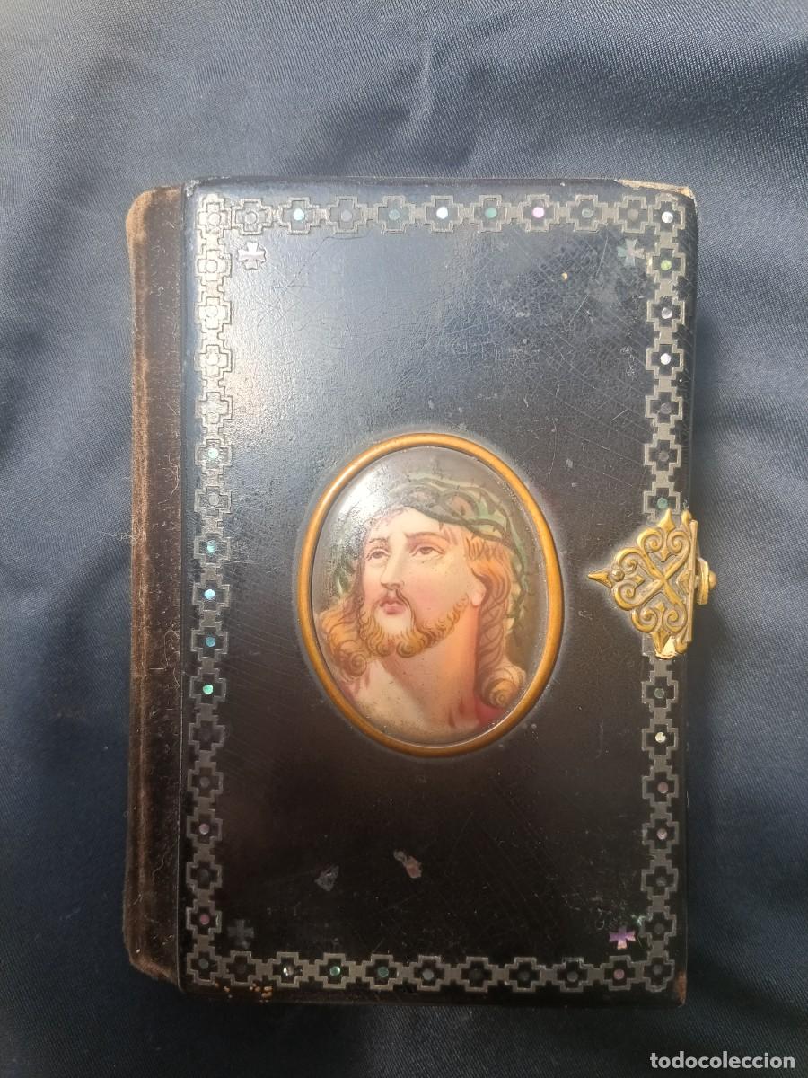 Libros antiguos: Diamante del Para&iacute;so 1871. Devocionario romano, con esmalte en portada