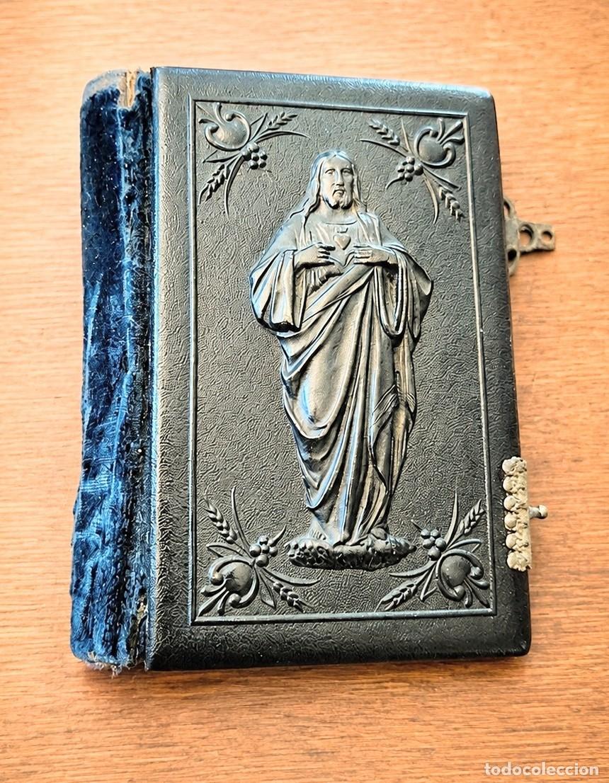 Libros antiguos: &rdquo;Devocionario Antiguo 1871 - El Diamante de la Religi&oacute;n - Tapas Celuloide Relieve Sagrado Coraz&oacute;n