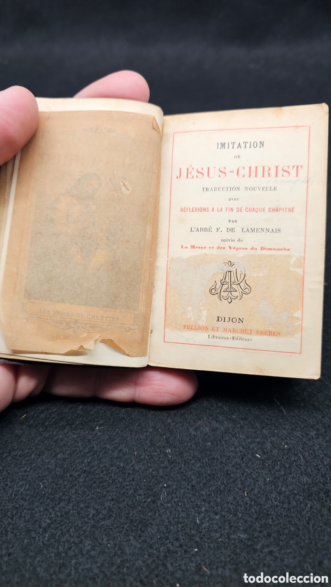Libros antiguos: La imitaci&oacute;n de Jesucristo en franc&eacute;s 1870