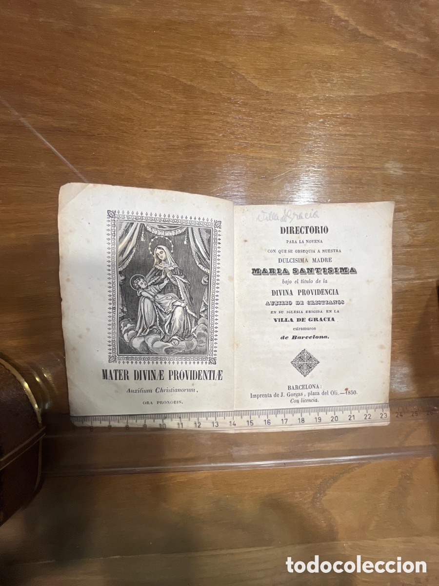 Libros antiguos: Directorio para la novena, Mar&iacute;a Sant&iacute;sima, Villa de Gracia 1850.