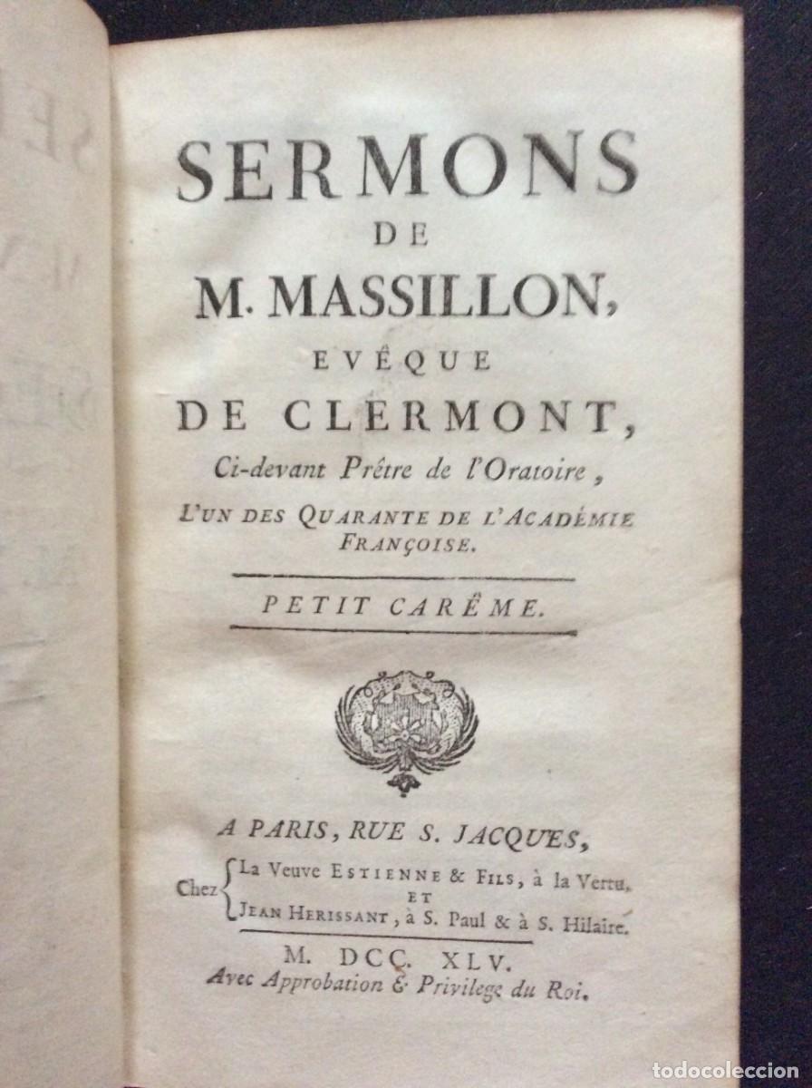 Libros antiguos: Livro Antigo e raro de 1745 - Petit Car&ecirc;me de Massillon (Serm&otilde;es) - Encaderna&ccedil;&atilde;o &Eacute;poca