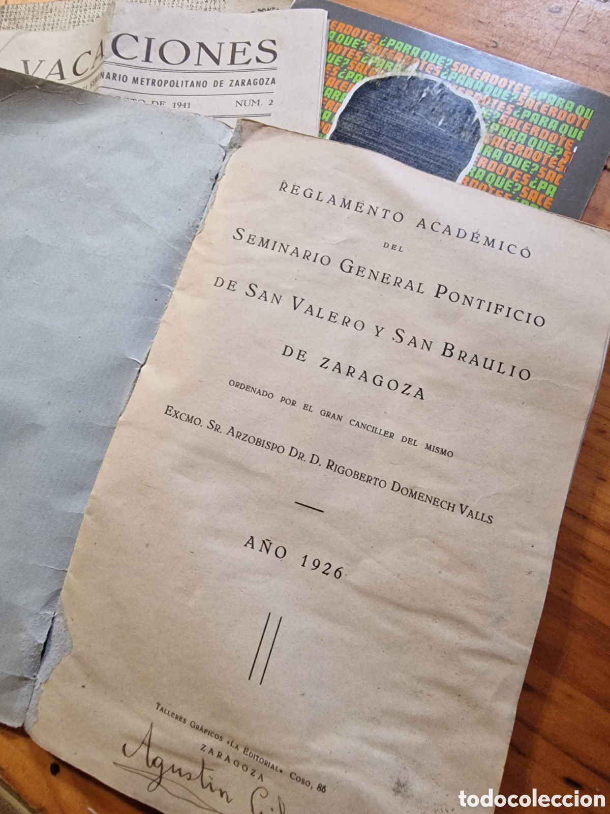 Libros antiguos: Lote 4 libros ,reglamento acad&eacute;mico seminario a&ntilde;o 1926,entre otros,ver fotos