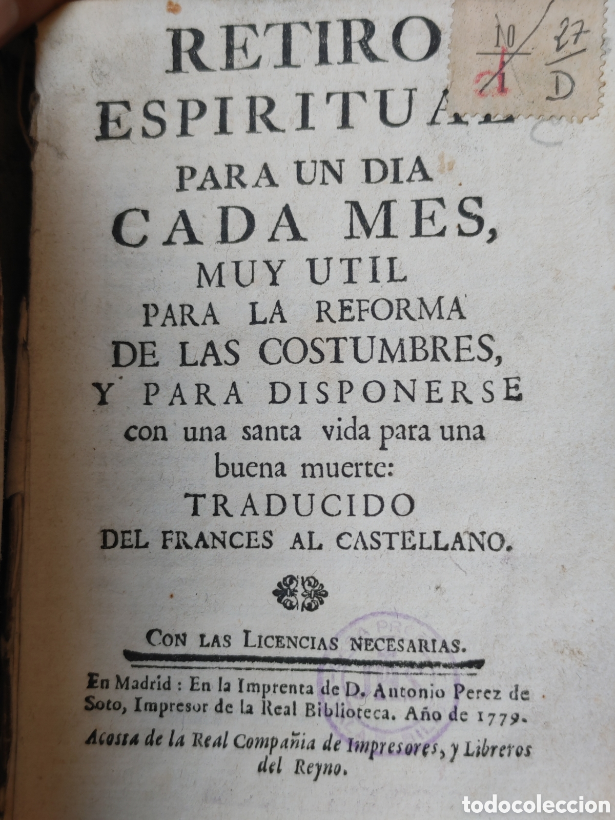 Libros antiguos: RETIRO ESPIRITUAL PARA UN DIA CADA MES.