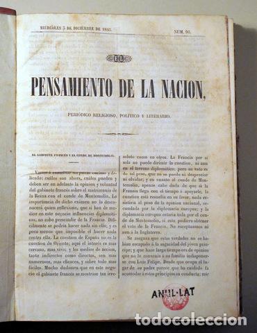 Libros antiguos: (Jaime Balmes, director) - PENSAMIENTO de la NACI&Oacute;N. Peri&oacute;dico religioso, Pol&iacute;tico y Literario - Del