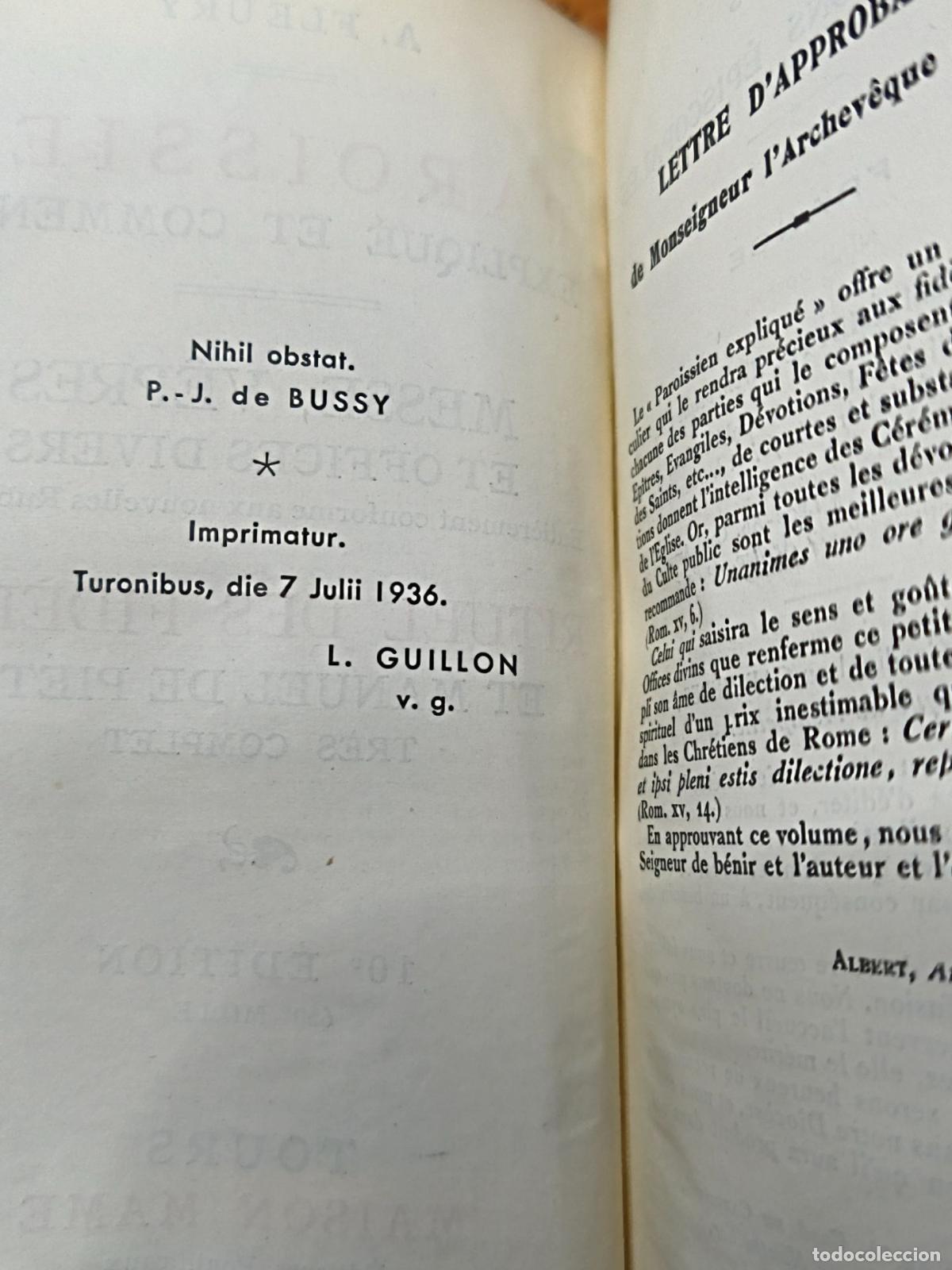 Libros antiguos: Paroissien Expliqu&eacute; et Comment&eacute; - A. Fleury - Maison Mame - Foto 3