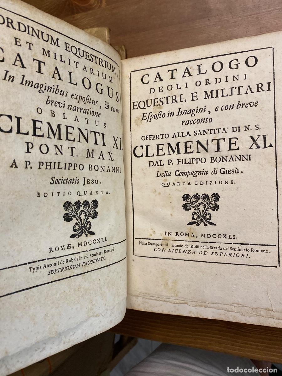 Libros antiguos: at&aacute;logo de las &oacute;rdenes ecuestres y militares expuestas en Imagini, CLEMENTE XI FILIPPO BONANNI 1741