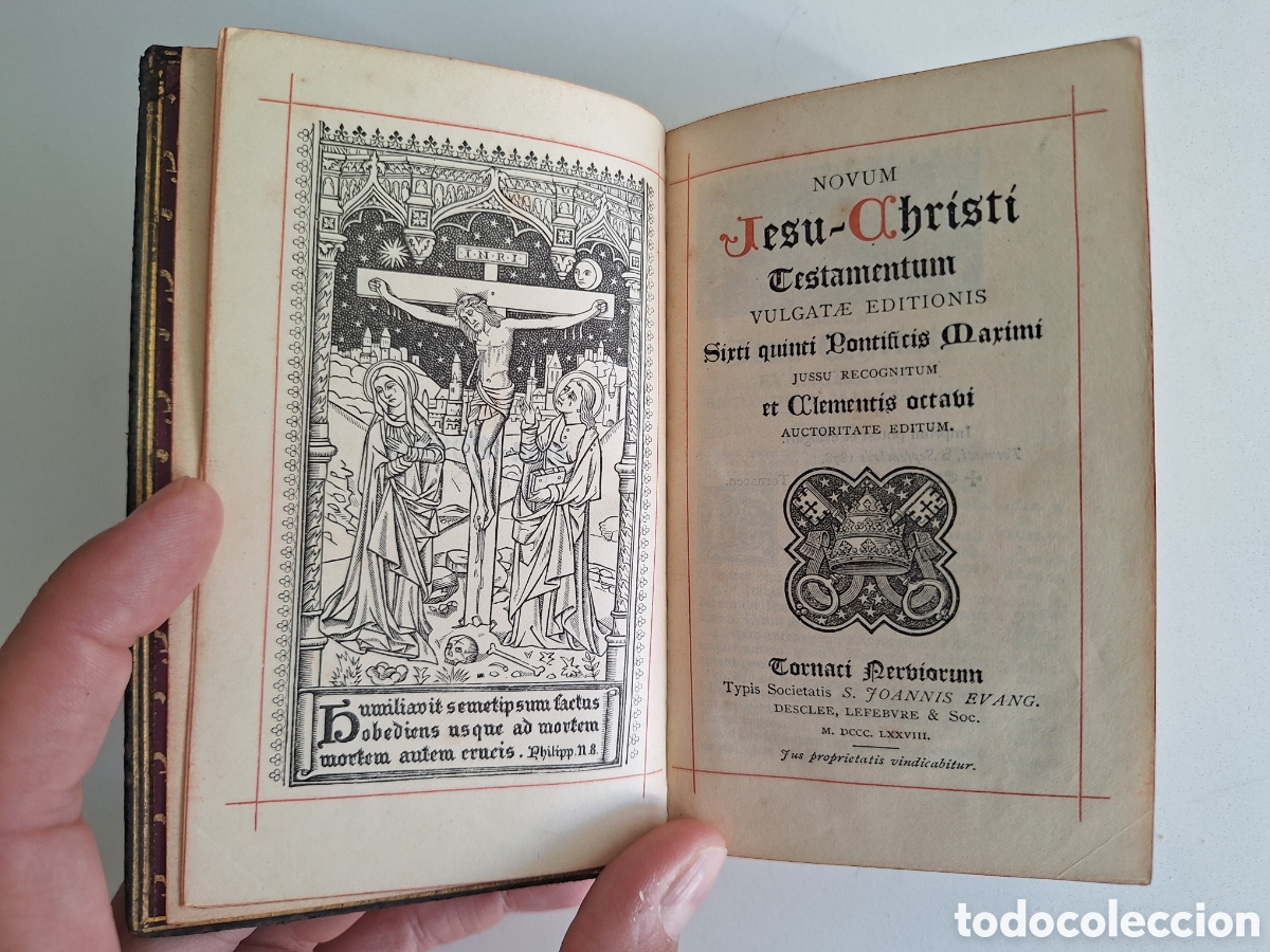 Libros antiguos: Nuevo Testamento en lat&iacute;n, Vulgata, a&ntilde;o 1878
