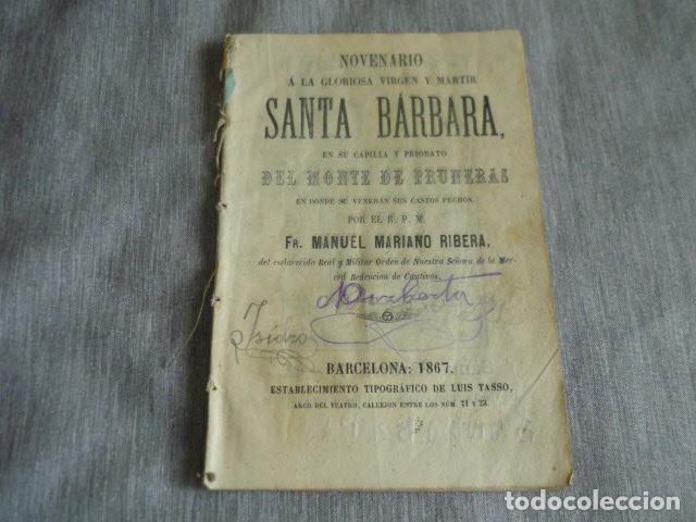 Libros antiguos: NOVENA DE SANTA BARBARA MONTE DE PRUNERAS BARCELONA 1867 CON IMAGEN