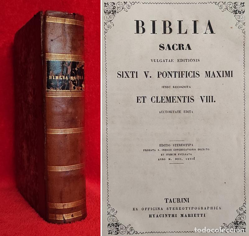 Libros antiguos: A&Ntilde;O 1868 - 23cm - BIBLIA SACRA PRECIOSA Y BIEN COMPLETA - V.O. VULGATA EN LAT&Iacute;N