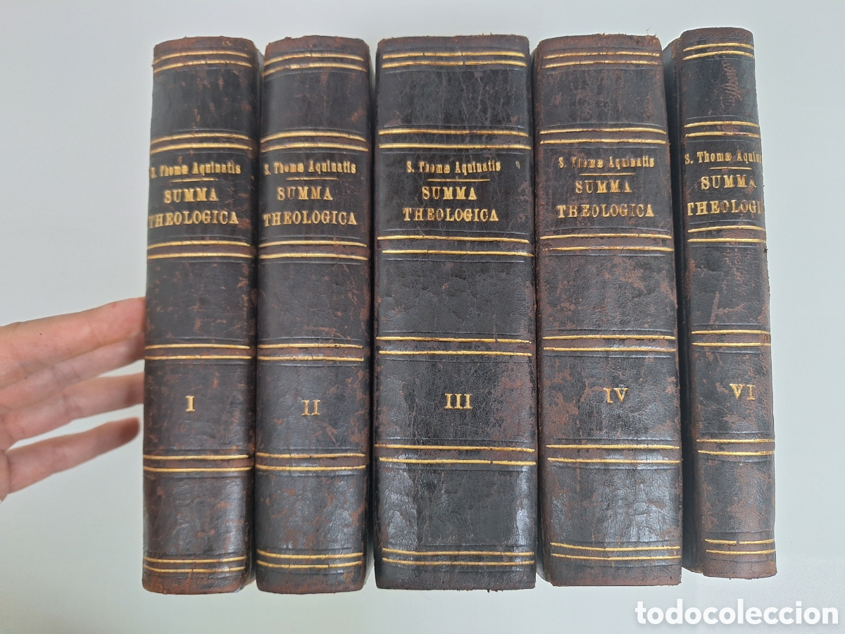 Libros antiguos: SANTO TOMAS DE AQUINO, Suma Teologica (en latin), 5 tomos, a&ntilde;o 1894
