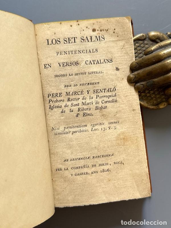 Libros antiguos: Los set salms penitencials en versos catalans, Pere Marc&eacute; y Sental&oacute; - Barcelona, 1806