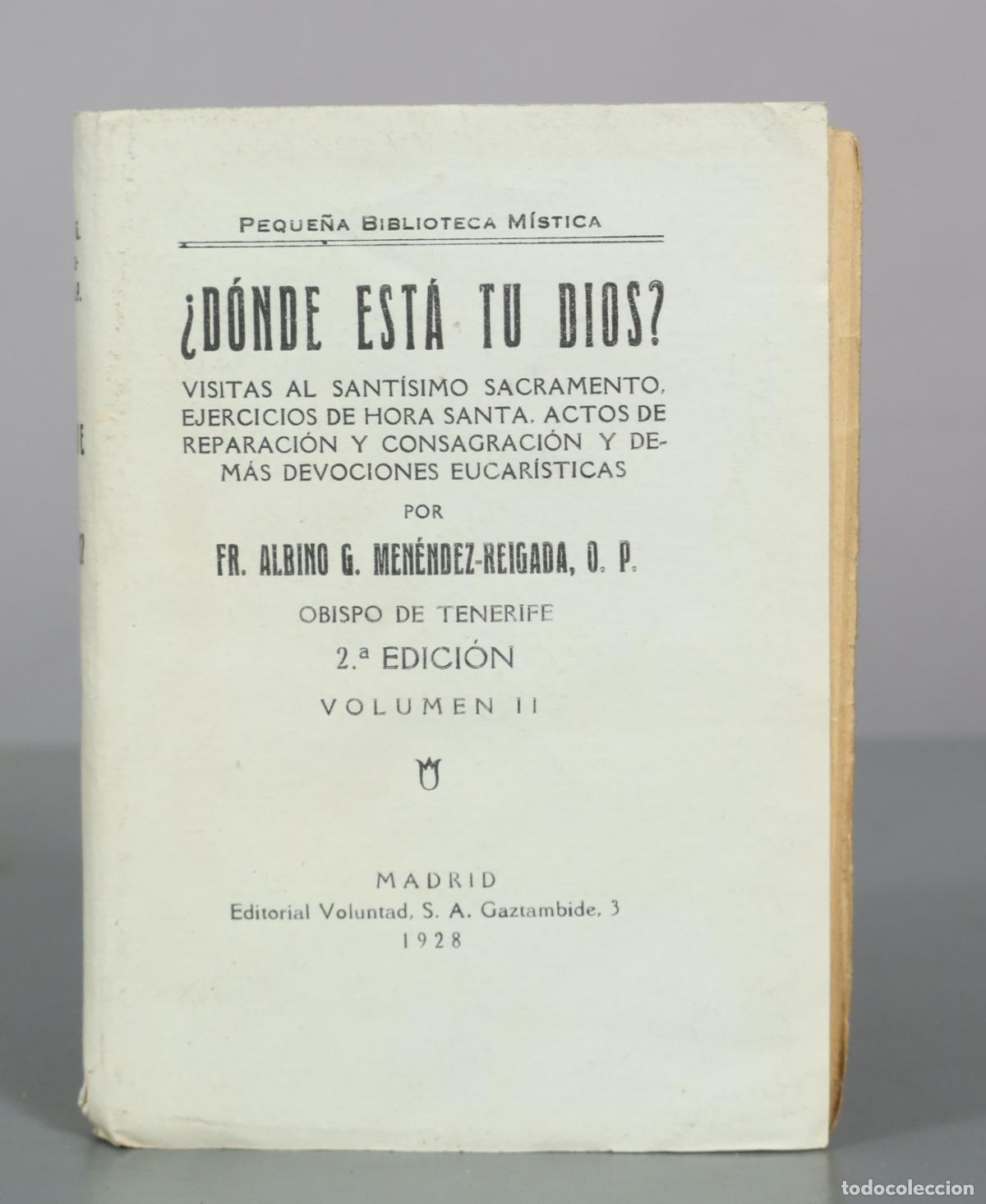 Libros antiguos: &iquest;D&oacute;nde est&aacute; tu Dios? - Fr. Albino G. Men&eacute;ndez-Reigada - Editorial Voluntad TOMO II 1928