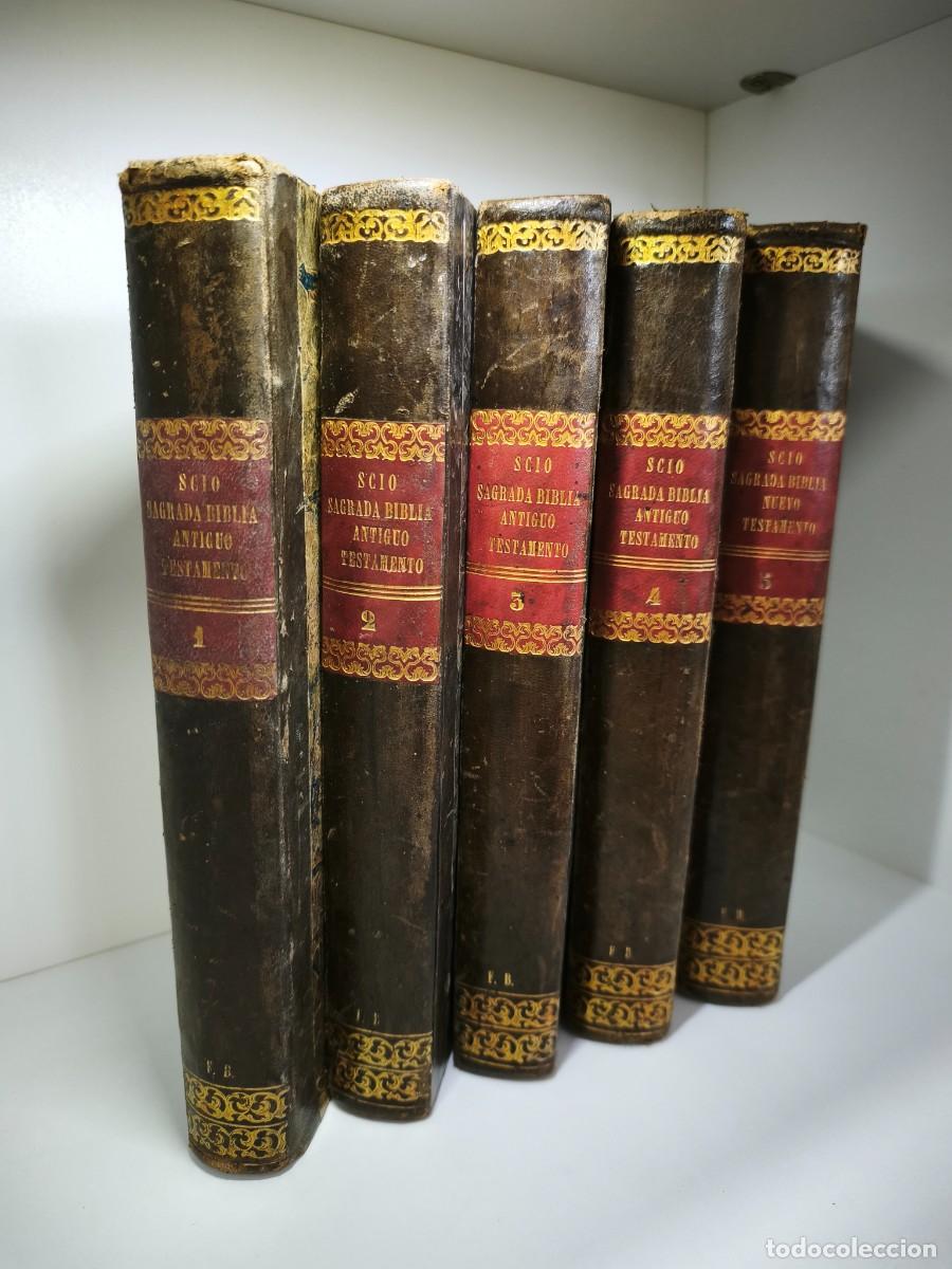 Libros antiguos: La Santa Biblia &ndash; Felipe Scio de San Miguel &ndash; Madrid 1852-1854 &ndash; 5 tomos ilustrados