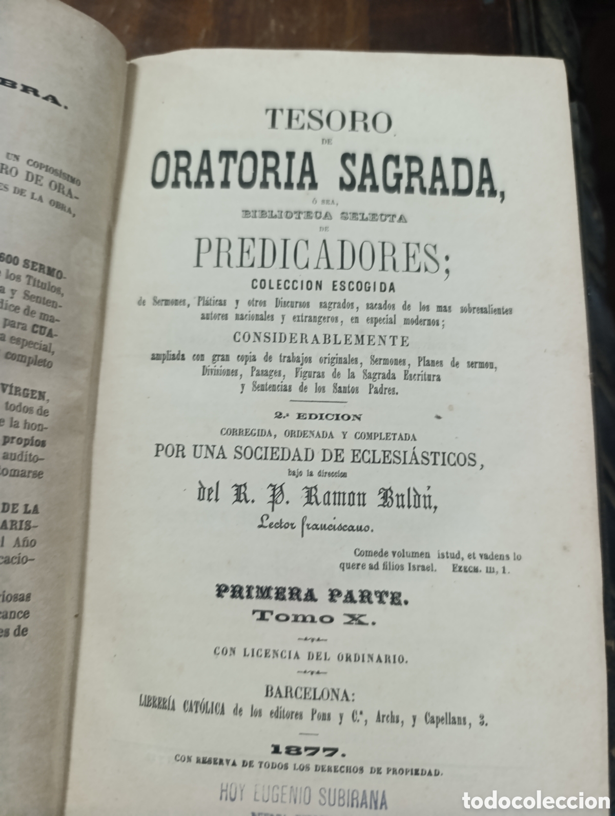Libros antiguos: TESORO DE ORATORIA SAGRADA. PRIMERA PARTE. TOMO X. RAMON BULDU