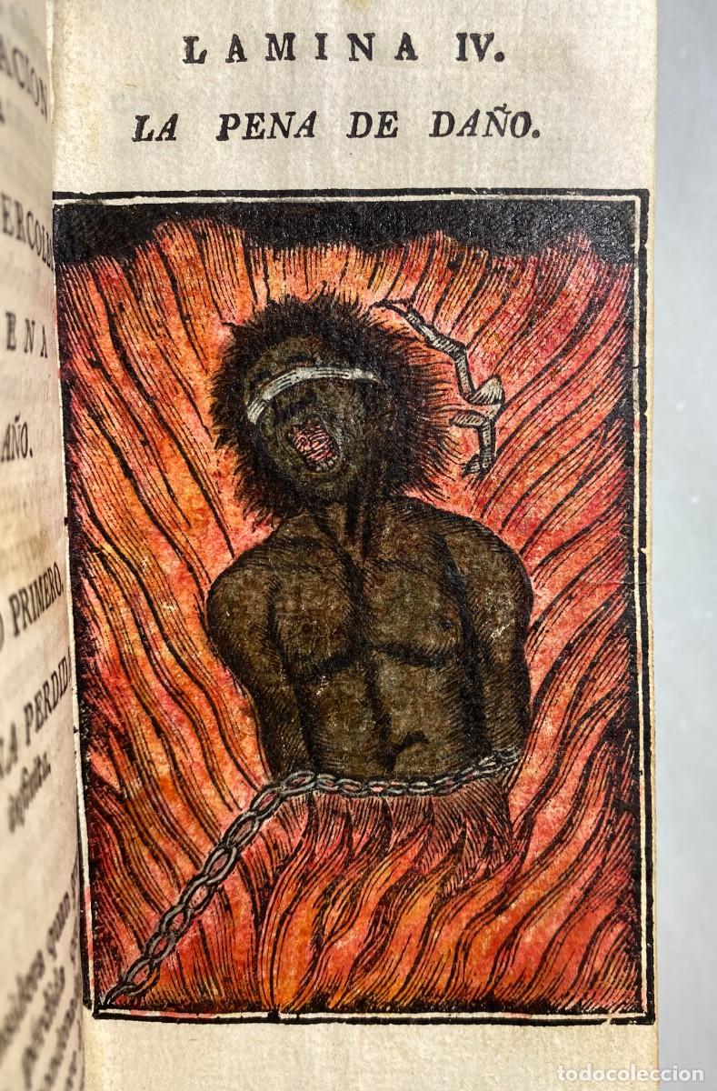 Libros antiguos: PINAMONTI. El Infierno abierto. Bernardo Pla. Barcelona. [1800 h.]. 8 xilograf&iacute;as coloreadas.